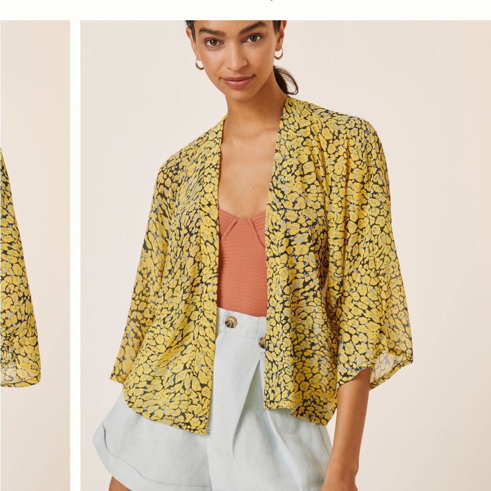 Anthropologie Leopard-Print Cropped Kimono, never worn